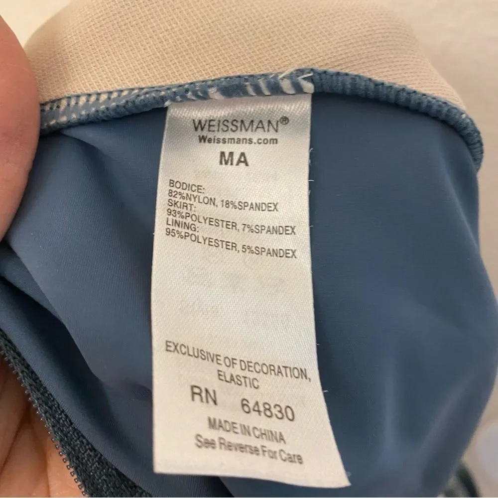 Weissman dance costume lyrical teal blue beaded Alone 13520 Adult MA